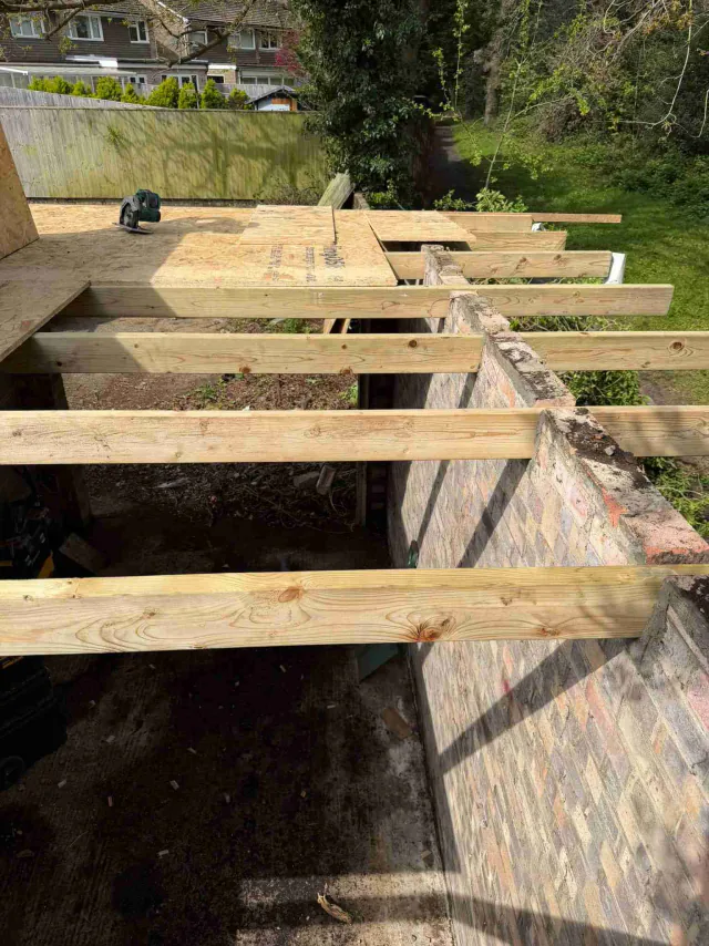 Exposed timber roof structure