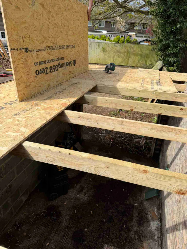 Exposed timber roof structure