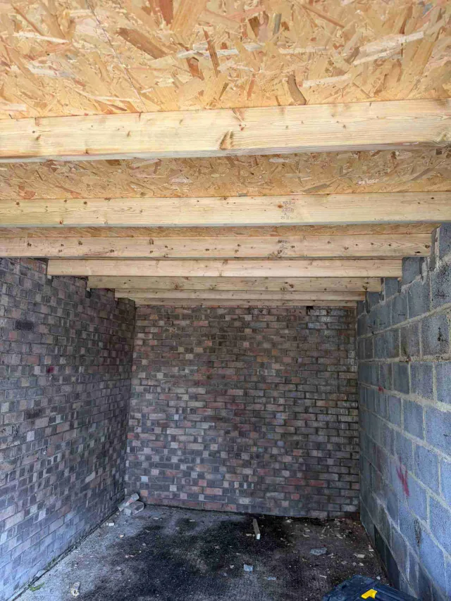 Exposed timber roof structure