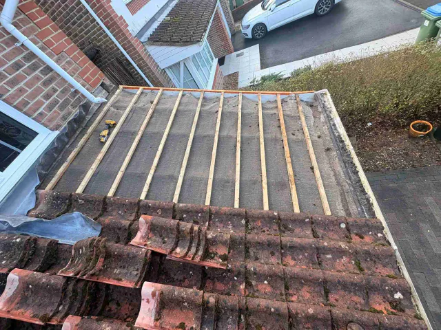Exposed timber roof structure
