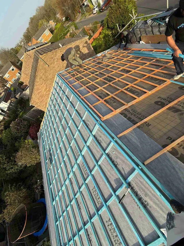 Exposed timber roof structure