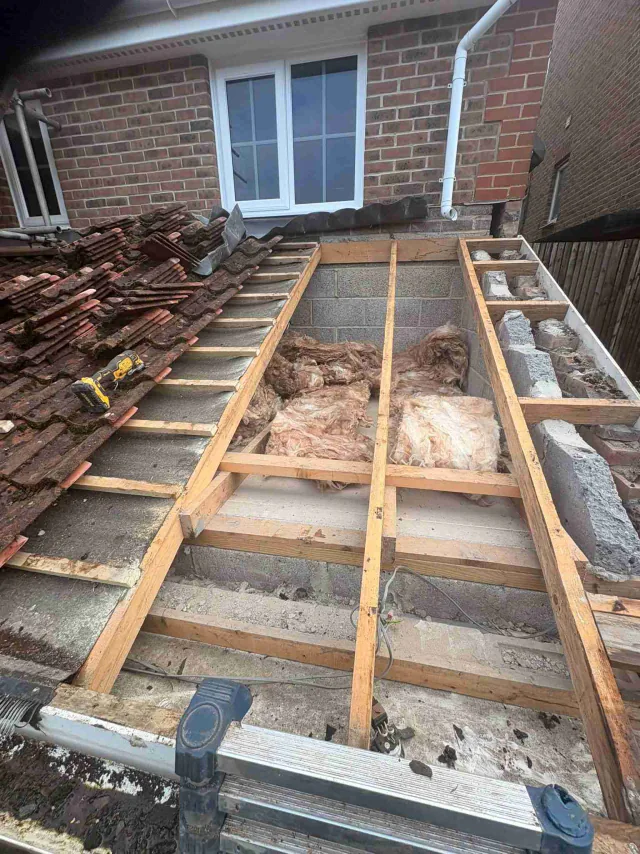 Exposed timber roof structure