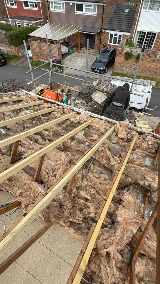 Exposed timber roof structure