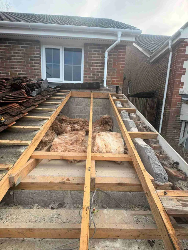 Exposed timber roof structure