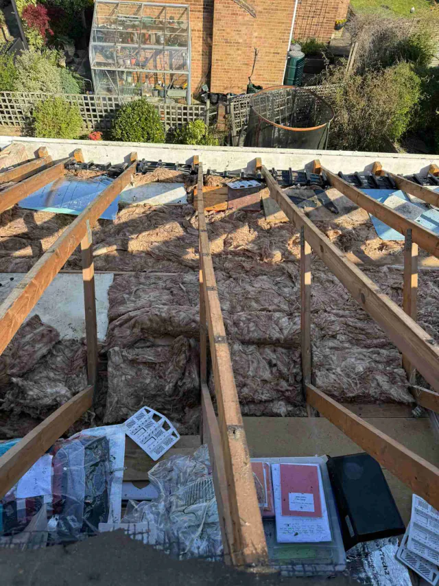 Exposed timber roof structure