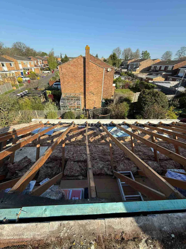 Exposed timber roof structure