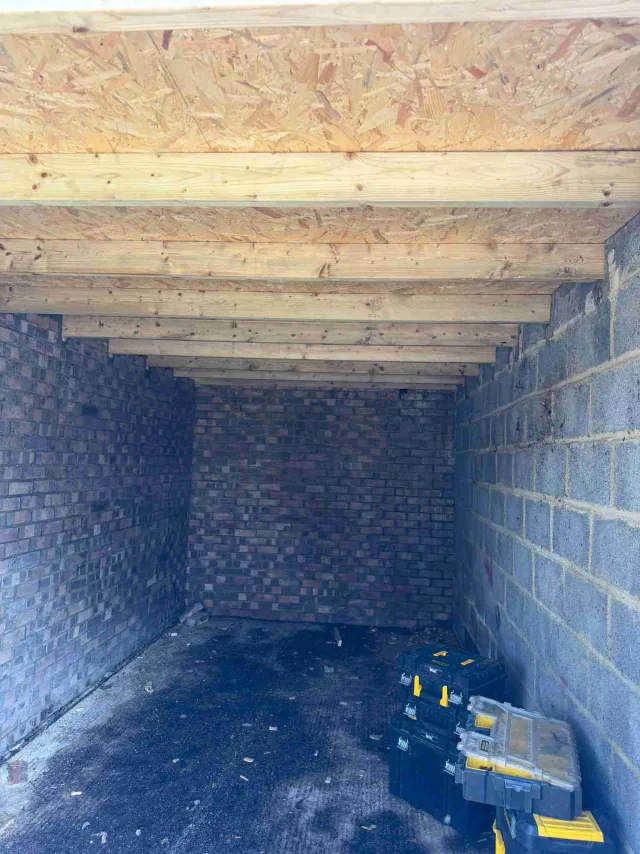 Exposed timber roof structure
