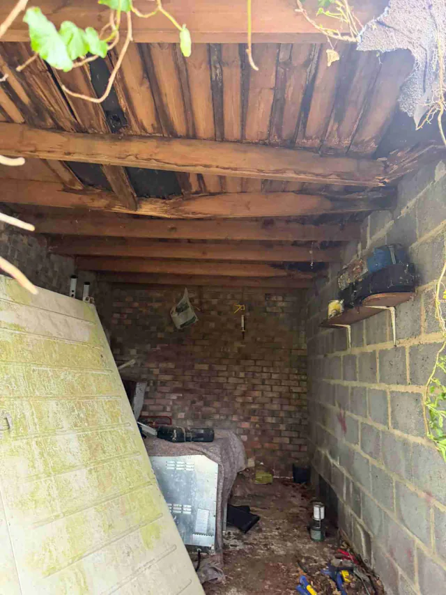 Exposed timber roof structure