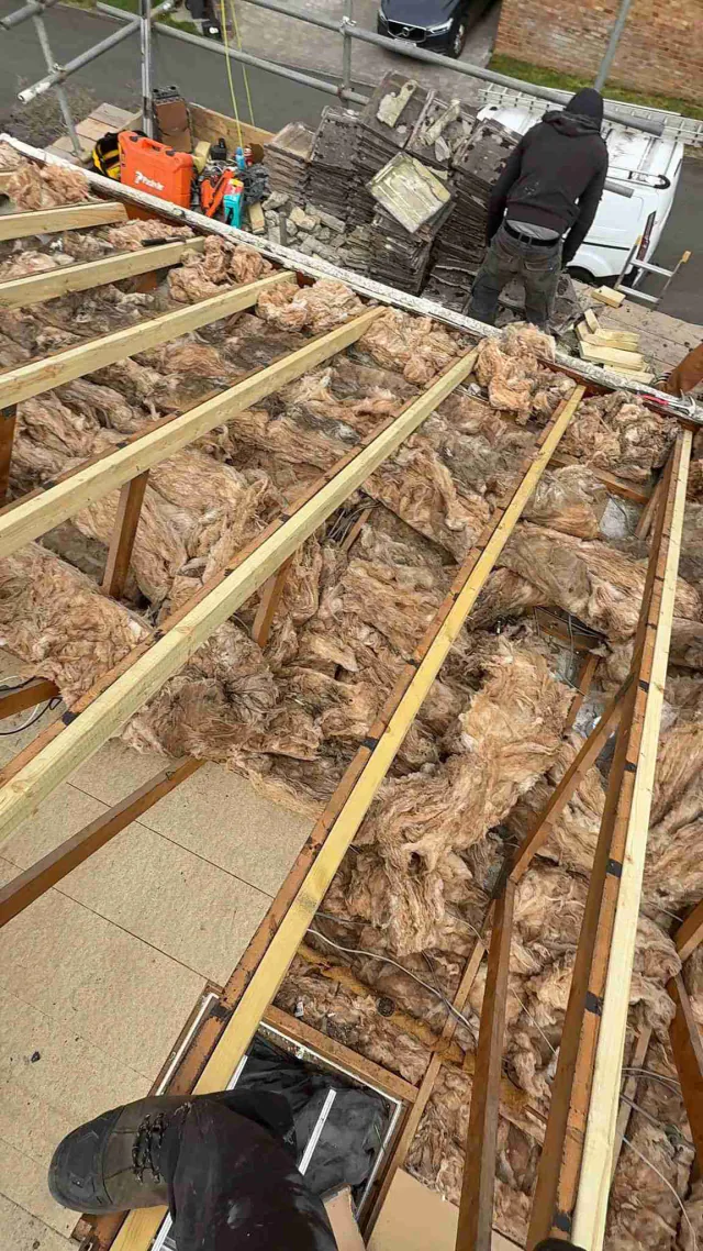 Exposed timber roof structure