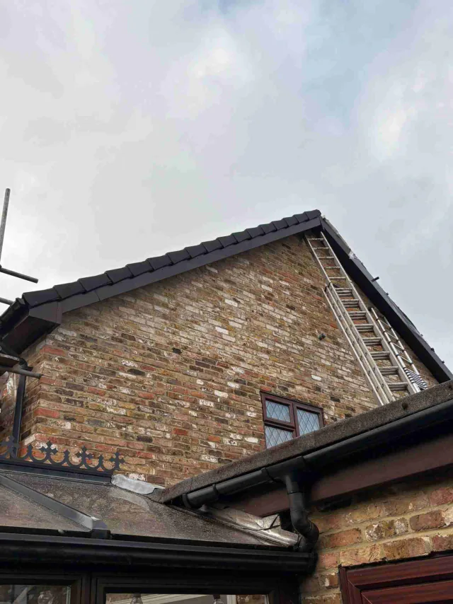 Fascia board beneath a roof edge