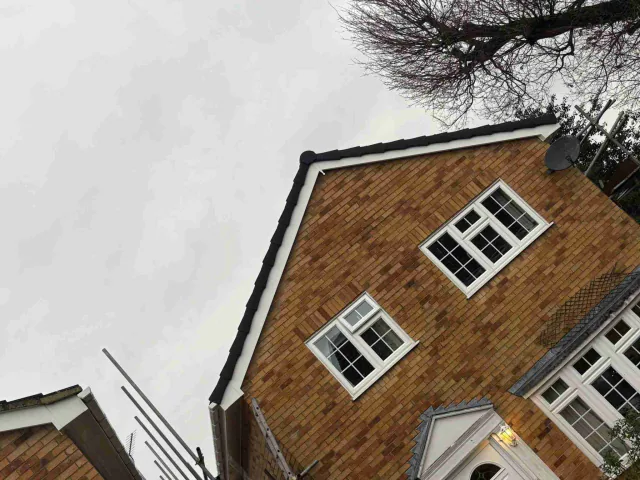 Fascia board beneath a roof edge