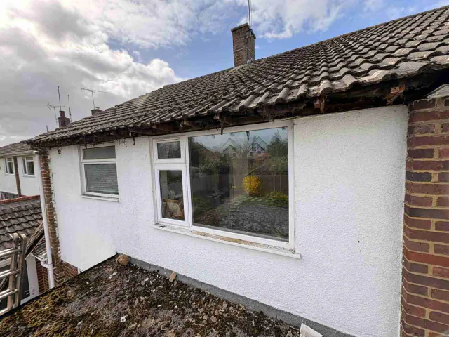 Fascia board beneath a roof edge