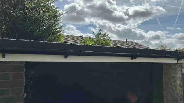 Fascia board beneath a roof edge