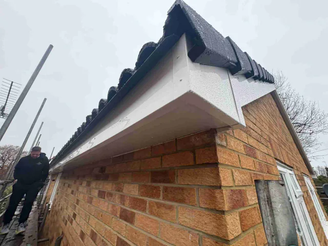 Fascia board beneath a roof edge