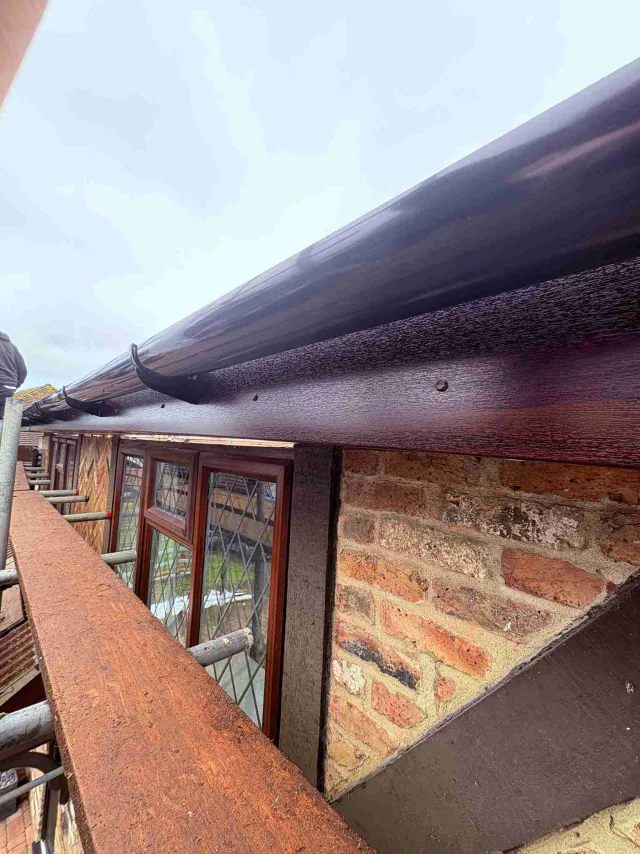 Fascia board beneath a roof edge