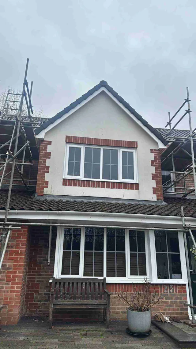 Fascia board beneath a roof edge
