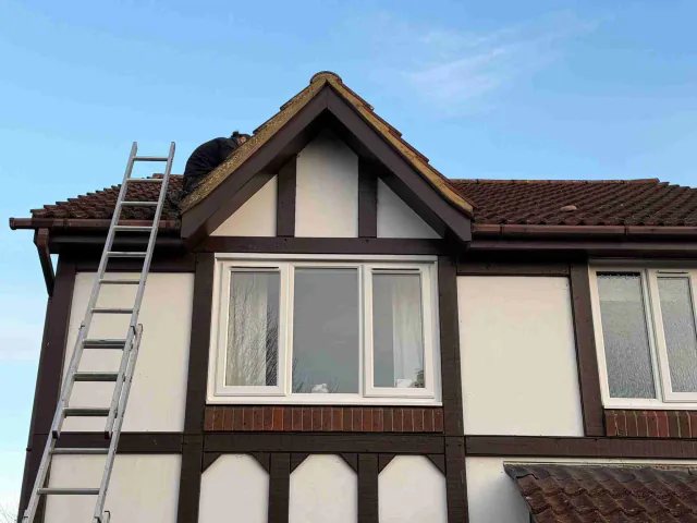 Fascia board beneath a roof edge