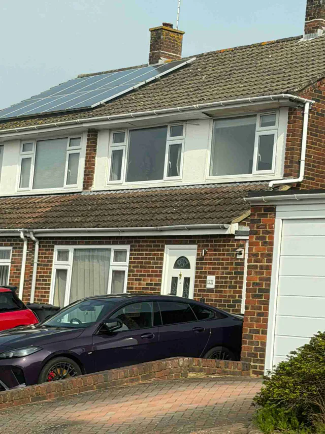 Fascia board beneath a roof edge