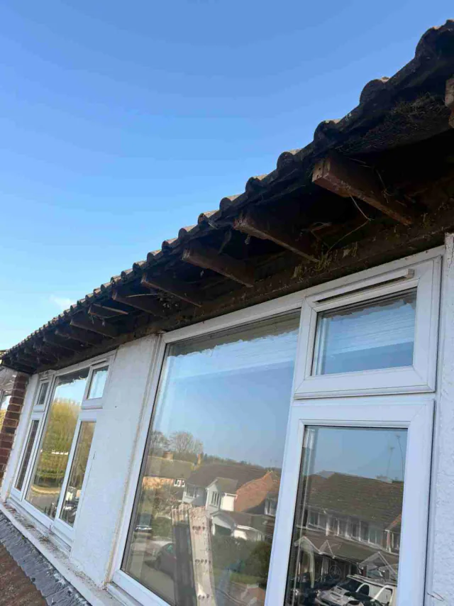 Fascia board beneath a roof edge