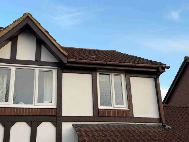 New white fascias, soffits and guttering installation on a residential property by WWR Roofing across the Isle of Wight