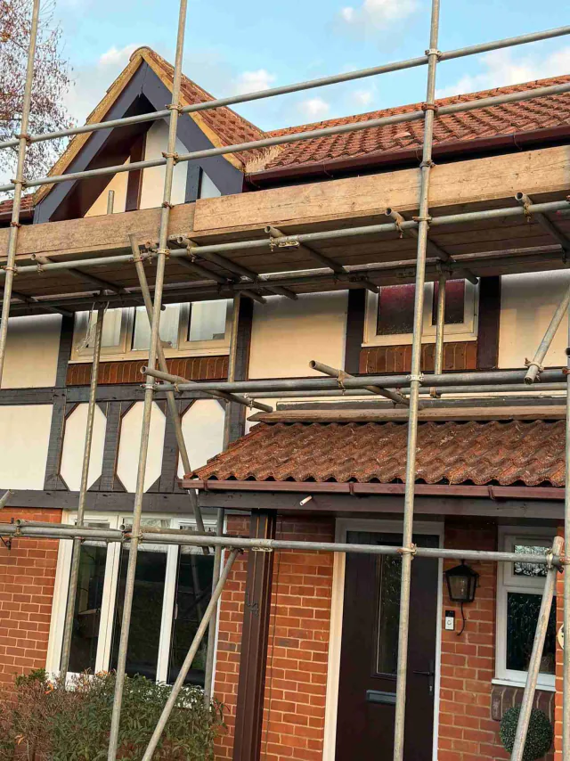 Fascia board beneath a roof edge
