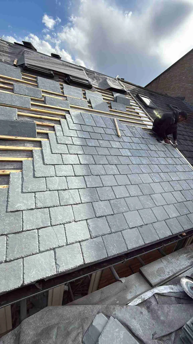 Slate roof covering