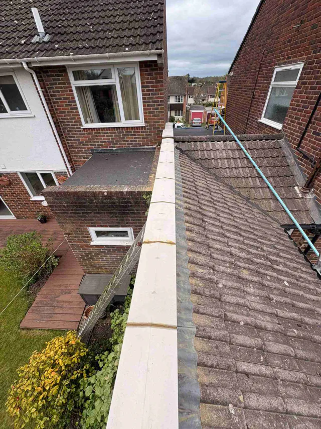 Tiled roof with ridge tiles