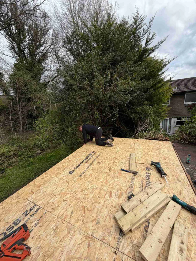Timber decking for a flat roof