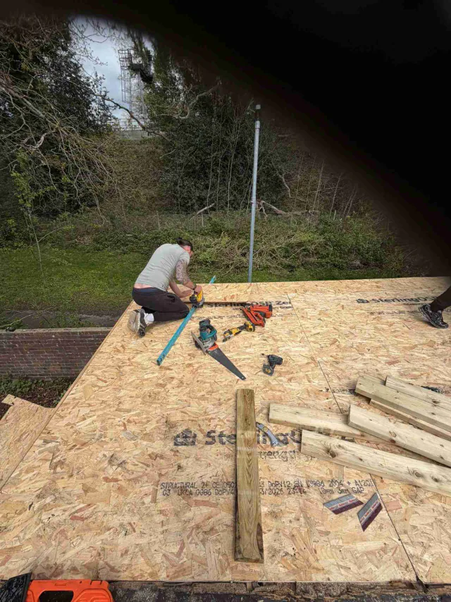 Timber decking for a flat roof